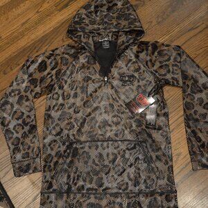COPY - COPY - Cowgirl Tuff Co~Metallic Like Leopard Print Unique Hoodie  ~Large